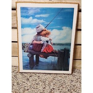 1960s Toppan Wonder Co Tokyo Japan Lenticular 3D Picture Girl & Boy  Fishing